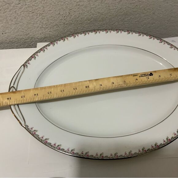 2 Noritake 5507 Petite Pattern 16.5” & 12”  Serving Platter  salad plate 8.25” - Picture 9 of 11